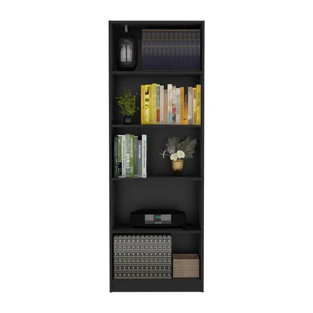 Alt view image 5 of 7 - Vinton 4-Tier Bookcase with Modern Storage for Books and Decor, Black
