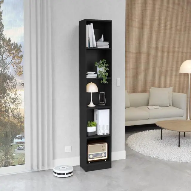 Main image of Bookcase Compact Bookshelf with Multiple Shelves, Black