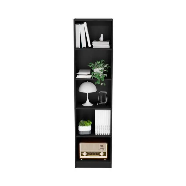 Alt view image 4 of 7 - Bookcase Compact Bookshelf with Multiple Shelves, Black