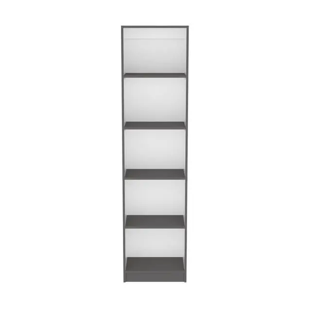 Alt view image 2 of 7 - Bookcase Compact Bookshelf with Multiple Shelves, Matt Gray / White