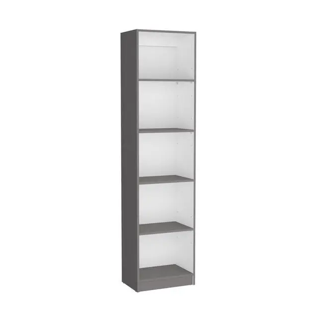 Alt view image 5 of 7 - Bookcase Compact Bookshelf with Multiple Shelves, Matt Gray / White
