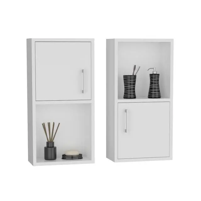 Alt view image 3 of 7 - Wall Mounted Bathroom Medicine Cabinet Eak 24" H , Two Doors, Two Shelves,White