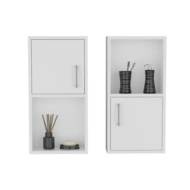 Alt view image 7 of 7 - Wall Mounted Bathroom Medicine Cabinet Eak 24" H , Two Doors, Two Shelves,White