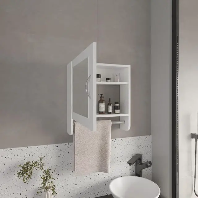 Alt view image 2 of 7 - Medicine Cabinet 19.70" H, with 1 Door, 2 Shelves, 1 Mirror, White