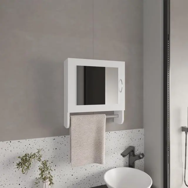 Main image of Medicine Cabinet 19.70" H, with 1 Door, 2 Shelves, 1 Mirror, White