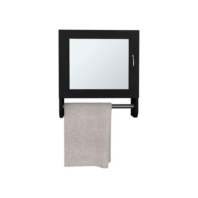 Alt view image 4 of 7 - Medicine Cabinet 19.70" H, with 1 Door, 2 Shelves, 1 Mirror, Black