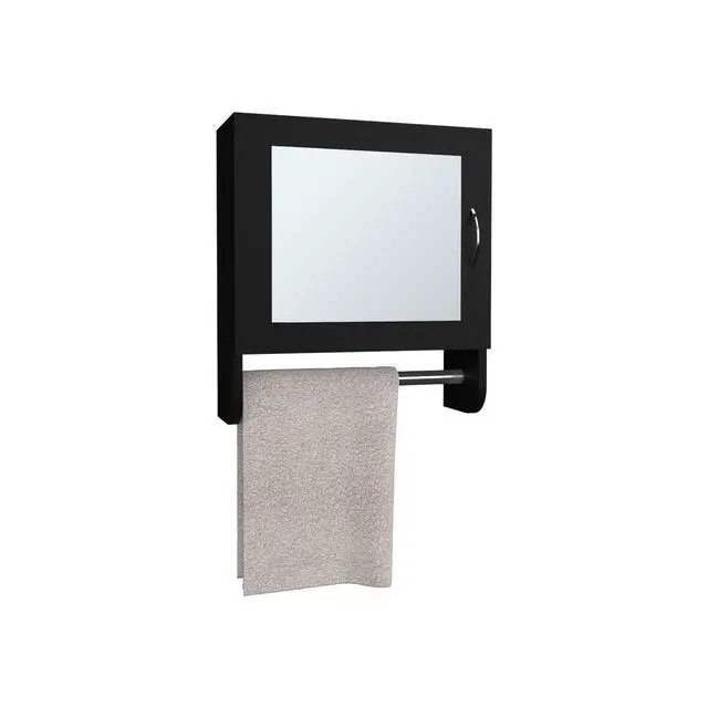 Alt view image 6 of 7 - Medicine Cabinet 19.70" H, with 1 Door, 2 Shelves, 1 Mirror, Black