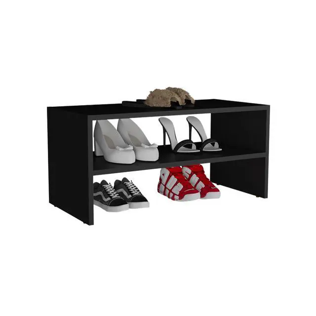 Alt view image 2 of 7 - Shoe Rack 13.7" H, with 2 Shelves, Black