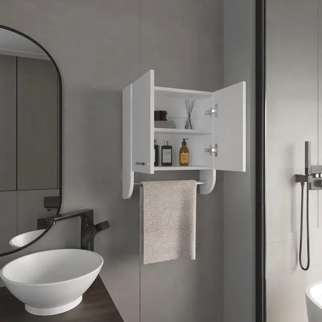 Alt view image 2 of 7 - Medicine Cabinet 20.30" H, with 2 Shelves and 2 Doors, White