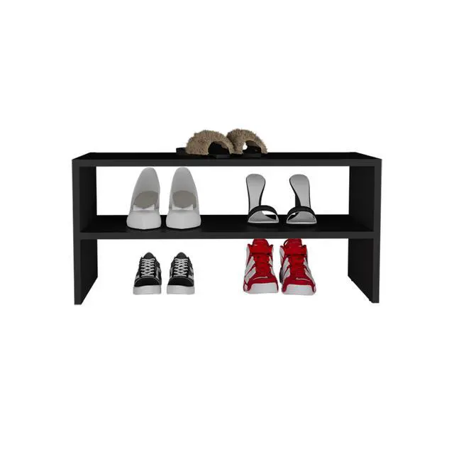 Alt view image 5 of 7 - Shoe Rack 13.7" H, with 2 Shelves, Black