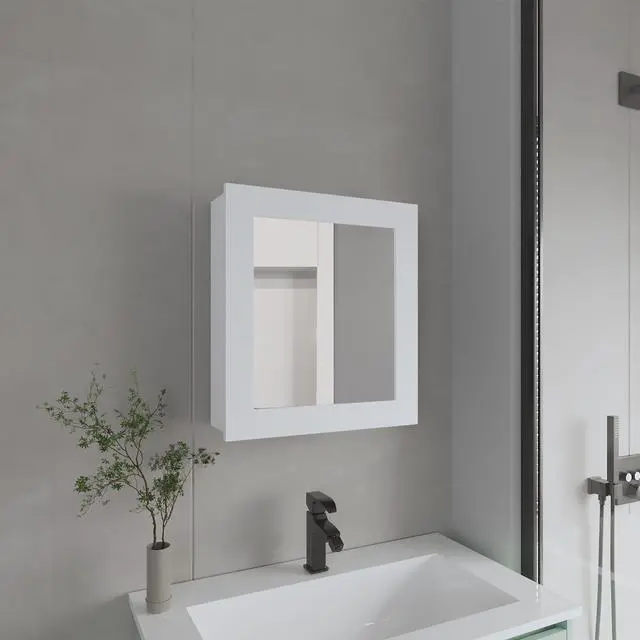 Main image of Medicine Cabinet 20.5" H, with 2 Shelves, 1 Door, and 1 Mirror, White