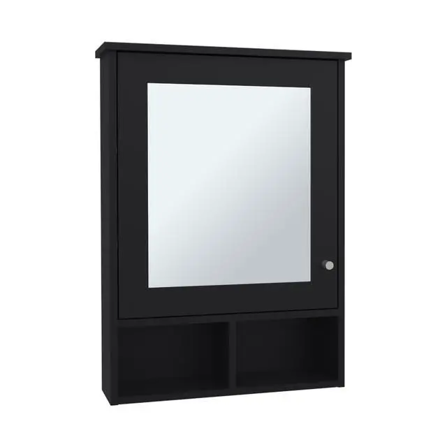 Alt view image 6 of 7 - Medicine Cabinet 29" H, with 5 Shelves, 1 Door, and 1 Mirror, Black