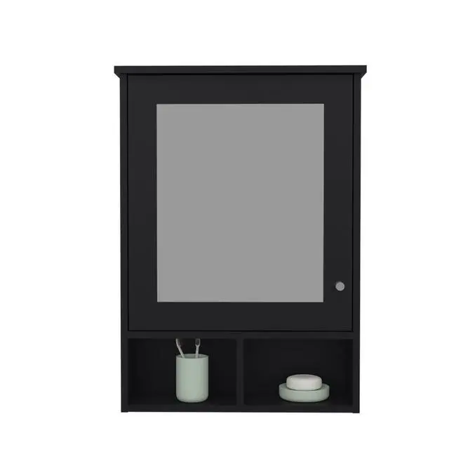 Alt view image 5 of 7 - Medicine Cabinet 29" H, with 5 Shelves, 1 Door, and 1 Mirror, Black