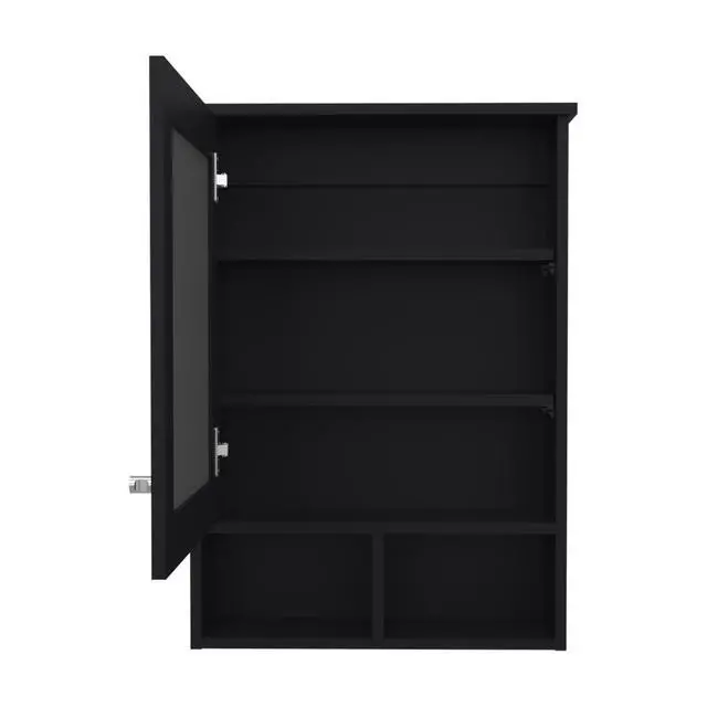 Alt view image 4 of 7 - Medicine Cabinet 29" H, with 5 Shelves, 1 Door, and 1 Mirror, Black