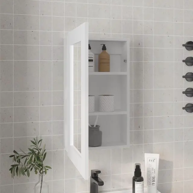 Alt view image 2 of 7 - Medicine Cabinet 25.7" H, 1 Door, 3 Shelves, 1 Mirror, White