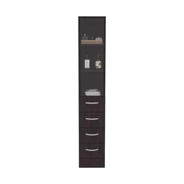 Alt view image 7 of 7 - Linen Cabinet 68" H, Three Shelves, Four Drawers and Metal handles