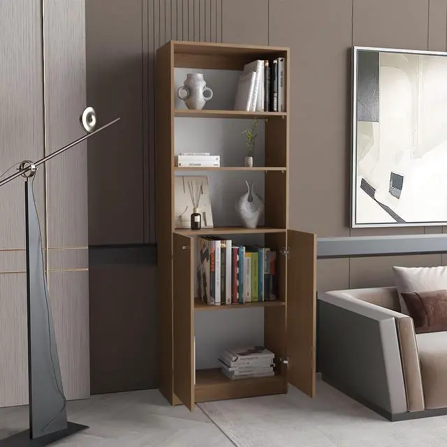 Alt view image 2 of 7 - 2-Door Bookcase with Upper Shelves