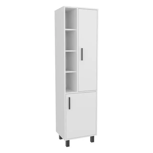 Alt view image 3 of 7 - Storage Cabinet, 2 Doors, 9 Shelves, 4 Legs, White