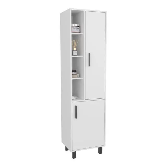 Alt view image 5 of 7 - Storage Cabinet, 2 Doors, 9 Shelves, 4 Legs, White