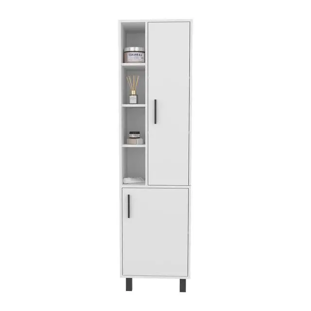 Alt view image 4 of 7 - Storage Cabinet, 2 Doors, 9 Shelves, 4 Legs, White