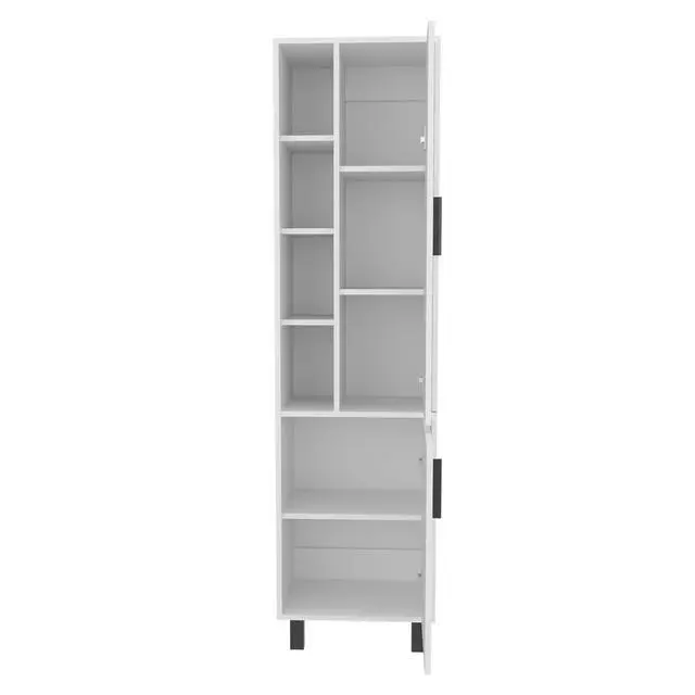 Alt view image 6 of 7 - Storage Cabinet, 2 Doors, 9 Shelves, 4 Legs, White