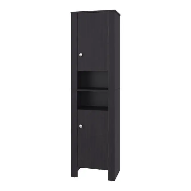 Alt view image 3 of 7 - Bathroom Cabinet 63.3" H, 2 Doors, 6 Shelves, Black Wengue - Bathroom