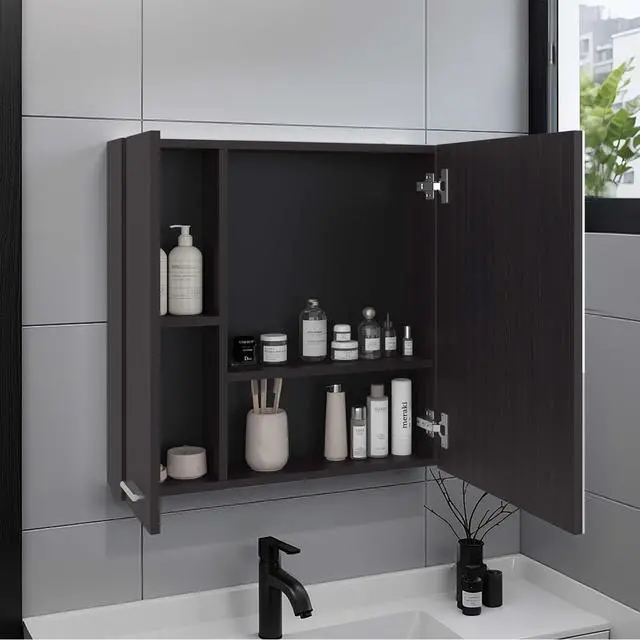 Alt view image 2 of 7 - Harbor Medicine Double Door Cabinet,Four Interior Shelves, Black Wengue