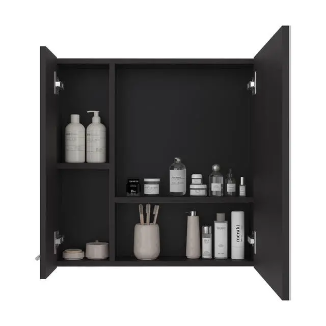 Alt view image 3 of 7 - Harbor Medicine Double Door Cabinet,Four Interior Shelves, Black Wengue