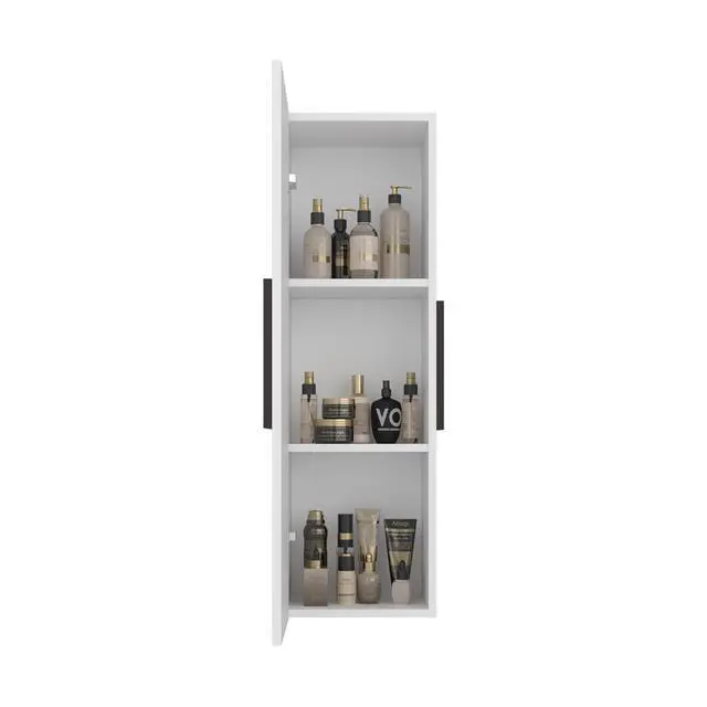 Alt view image 4 of 7 - Magna Medicine 38"H Single Door Cabinet, Three Shelves, White/Dark Walnut