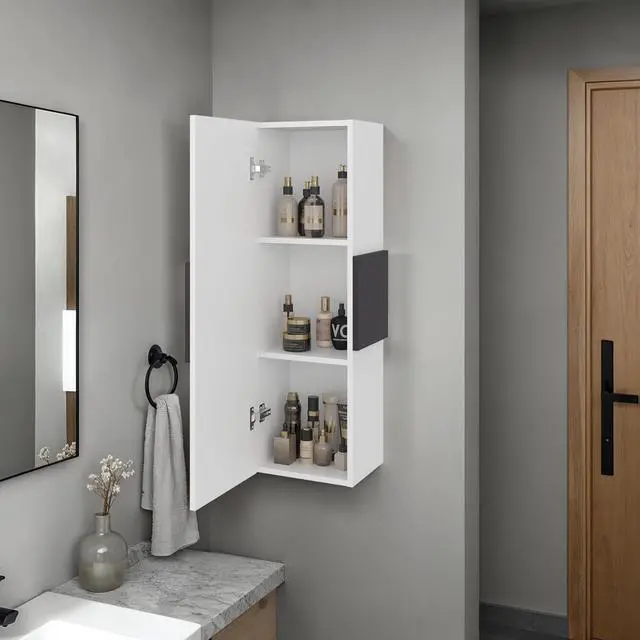 Alt view image 2 of 7 - Magna Medicine 38"H Single Door Cabinet, Three Shelves, White