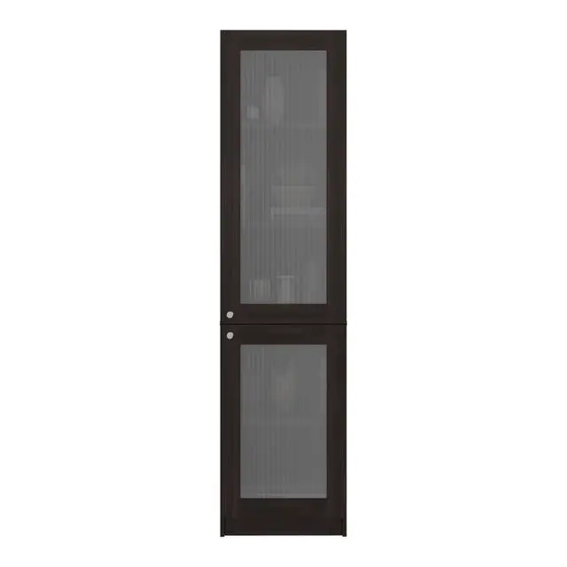 Alt view image 7 of 7 - Tall Bookcase 71" H with 2 Fluted Panel Doors and Five Interior Shelves, Dark Walnut