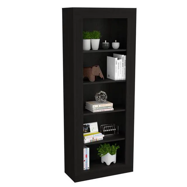 Alt view image 2 of 7 - Bookcase with Vertical Design and 5 Storage Shelves, Black