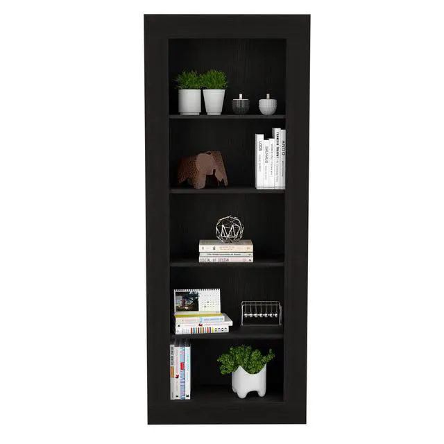 Alt view image 5 of 7 - Bookcase with Vertical Design and 5 Storage Shelves, Black