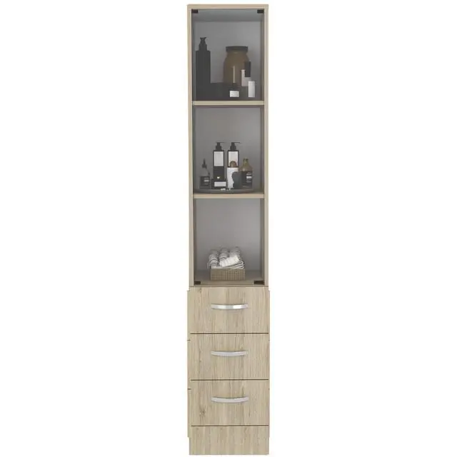 Alt view image 6 of 7 - Linen Cabinet, Three Shelves, Four Drawers, Light Pine/White