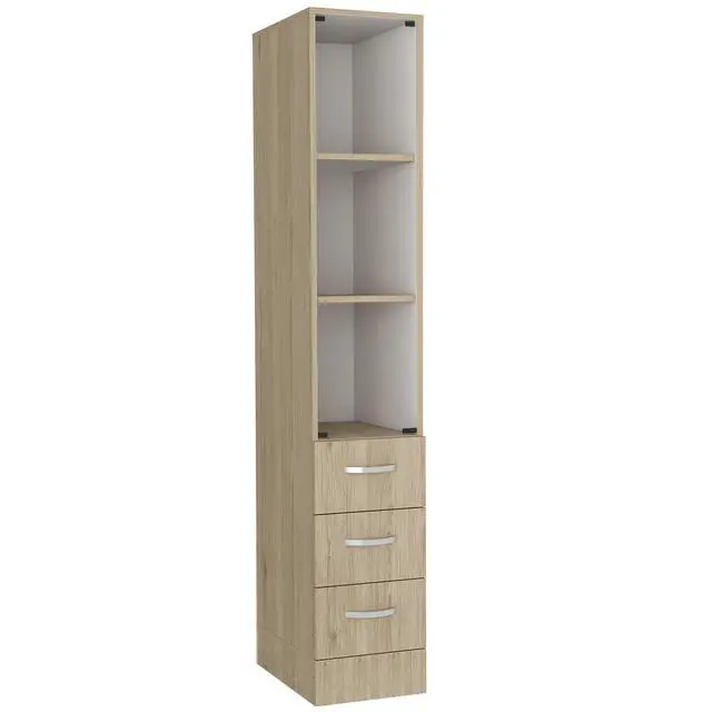 Alt view image 5 of 7 - Linen Cabinet, Three Shelves, Four Drawers, Light Pine/White