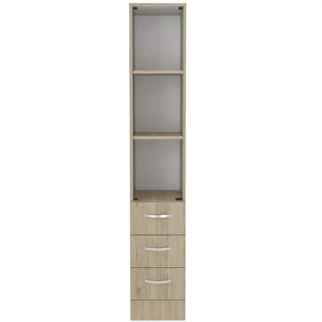 Alt view image 7 of 7 - Linen Cabinet, Three Shelves, Four Drawers, Light Pine/White