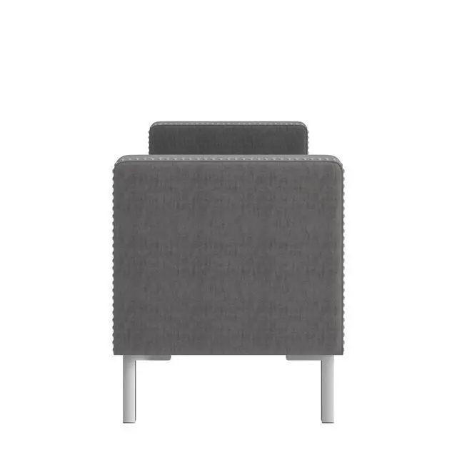 Alt view image 7 of 7 - Square Arm Tufted Top Storage Bench Ottoman with Pewter Nailhead Trim in Plush Velvet in Charcoal Gray