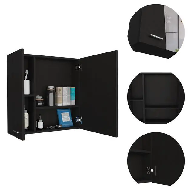 Alt view image 7 of 7 - Kenya Medicine Cabinet, Mirror, Double Door, Four Interior Shelves