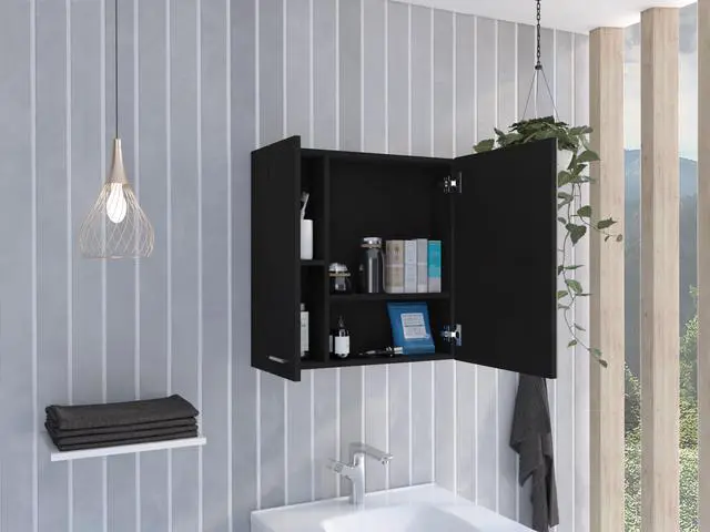 Alt view image 5 of 7 - Kenya Medicine Cabinet, Mirror, Double Door, Four Interior Shelves