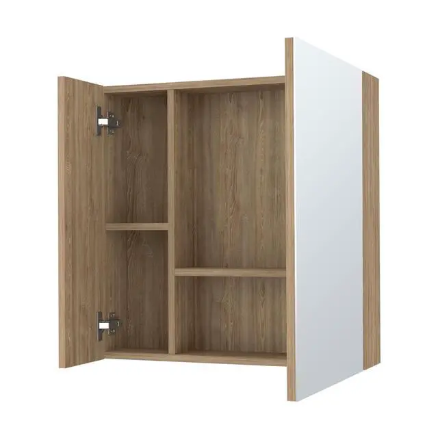 Alt view image 4 of 7 - Avery Wall-Mounted Bathroom Storage Cabinet with Two Doors and Open Side Shelves
