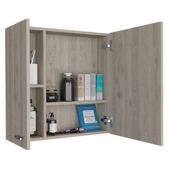 Alt view image 5 of 6 - Avery Wall-Mounted Bathroom Storage Cabinet with Two Doors and Open Side Shelves