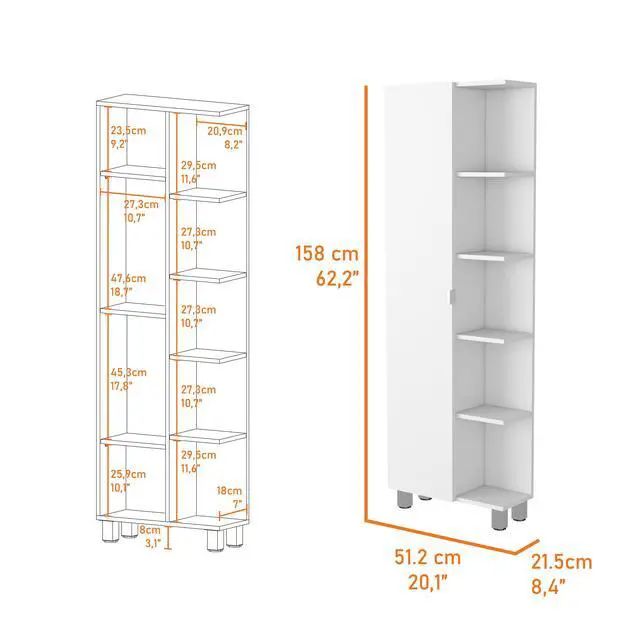 Alt view image 3 of 7 - Los Angeles Linen Cabinet, Five Shelves, One Cabinet, Divisions