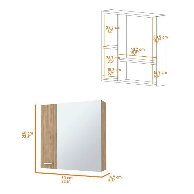 Alt view image 7 of 7 - Avery Wall-Mounted Bathroom Storage Cabinet with Two Doors and Open Side Shelves