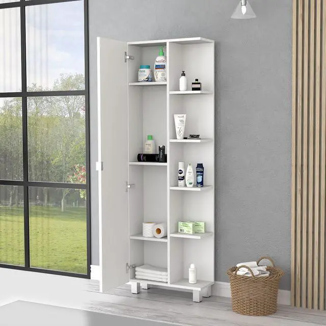 Alt view image 5 of 7 - Los Angeles Linen Cabinet, Five Shelves, One Cabinet, Divisions