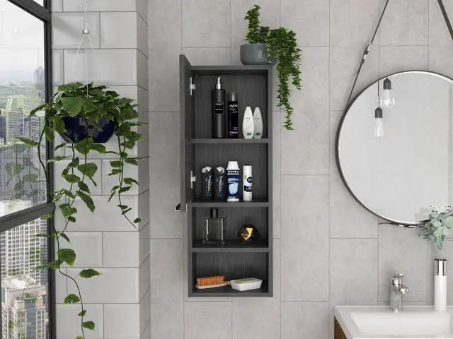 Alt view image 4 of 7 - Milwaukee Medicine Cabinet, Two Shelves, Single Door Cabinet, Two Interior Shelves