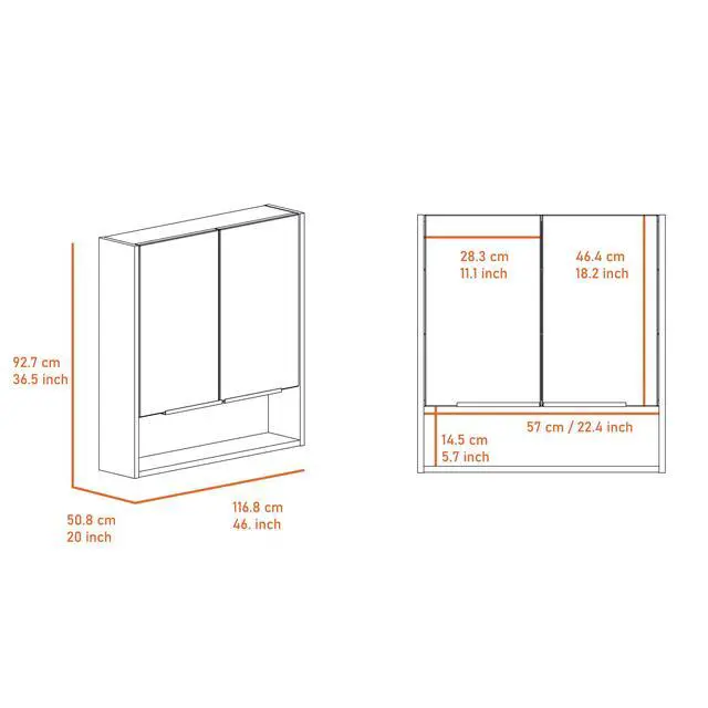 Alt view image 4 of 6 - Ozark 24" Medicine Cabinet With Mirror, One Shelf