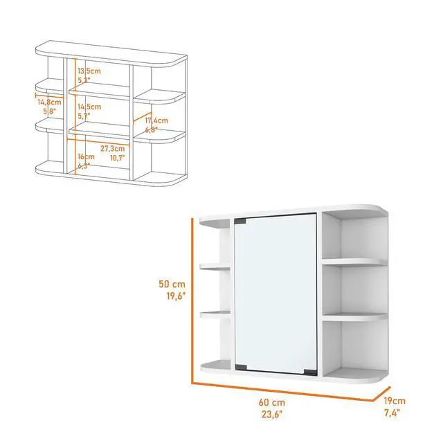 Alt view image 3 of 7 - Valdez Medicine Cabinet With Six Shelves, Mirror Cabinet