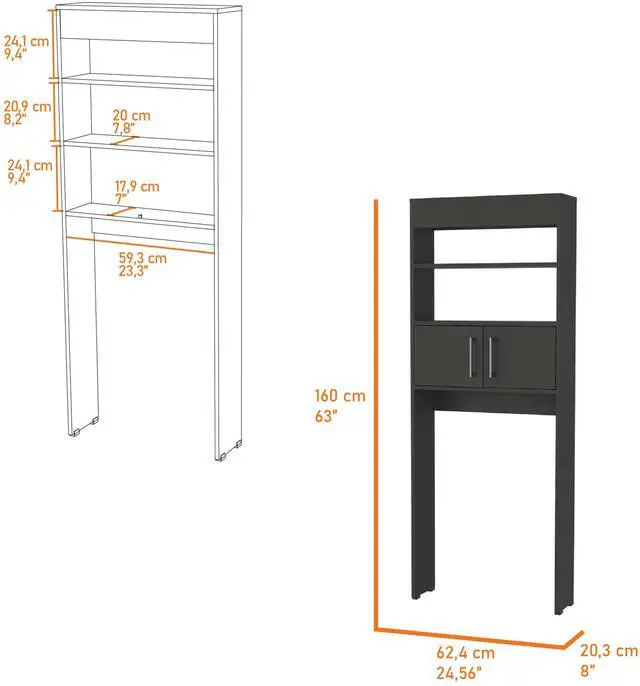 Alt view image 4 of 7 - Valencia Over The Toilet Cabinet, Two Shelves, Double Door