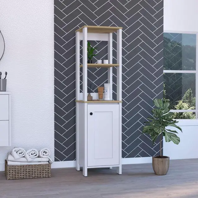 Main image of Arctic Linen Cabinet, With Four Shelves, Single Door Cabinet