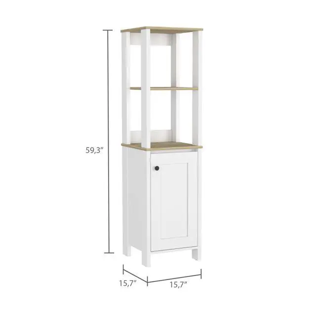Alt view image 2 of 7 - Arctic Linen Cabinet, With Four Shelves, Single Door Cabinet